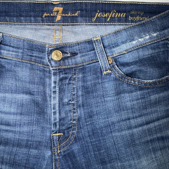 7 for All Mankind Josefina Skinny Boyfriend Button Fly Jeans Women's Size 32x29 - Picture 2 of 8